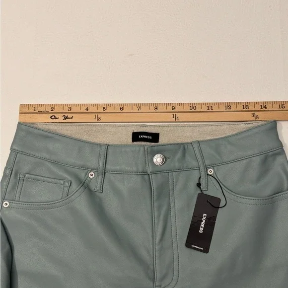 Express Mint Faux Leather Pants Wide‎ Leg High Rise Size 8 - Picture 9 of 9